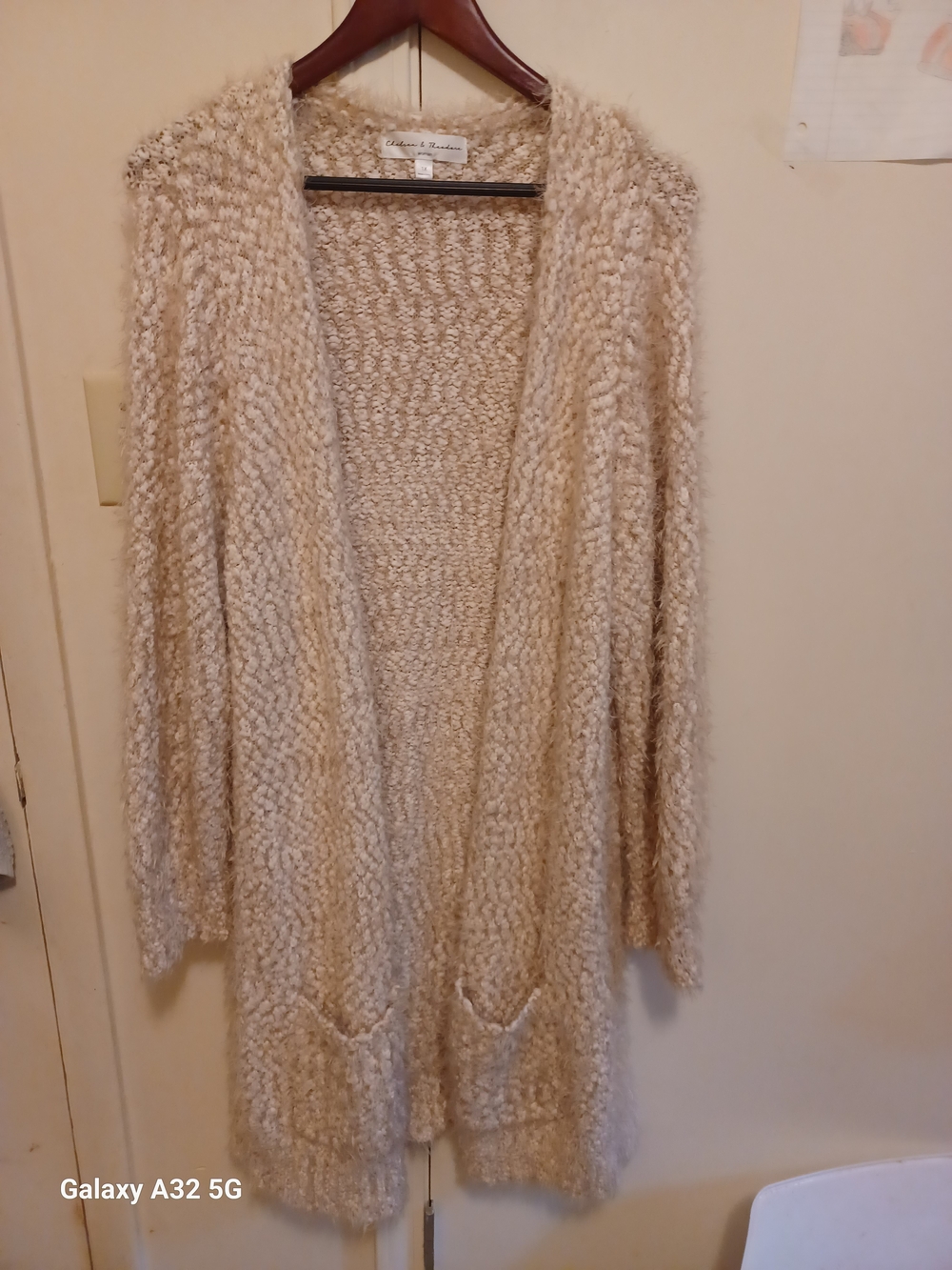 Chelsea & Theodore Plush Open-Front Cardigan - Cream